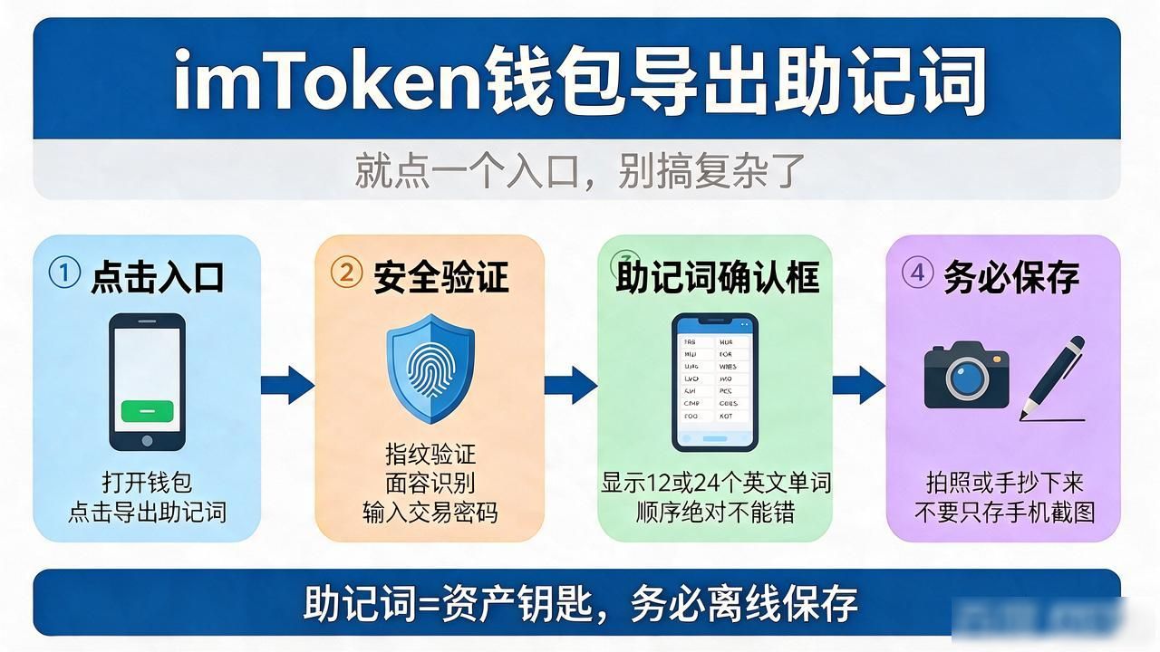 imtoken钱包导出助记词，就点一个入口别搞复杂了